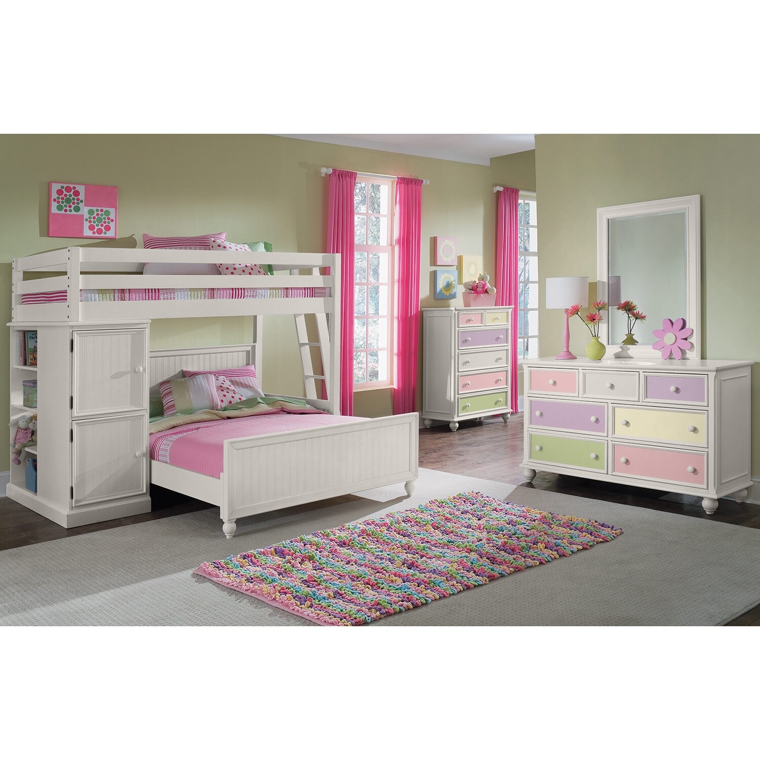 Colorworks Loft Bed With Full Bed White Value City